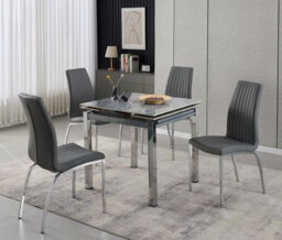 Furnizone UK Piccolo 4-Seater Ceramic Extending Dining Table And 4 Modalux Grey Faux Leather Chairs - thumbnail 2