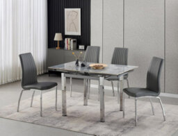 Furnizone UK Piccolo 4-Seater Ceramic Extending Dining Table And 4 Modalux Grey Faux Leather Chairs - thumbnail 1
