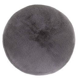 Icon Milano Rabbit Faux Fur Round Footstool Bean Bag, Light Grey - thumbnail 3