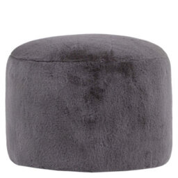 Icon Milano Rabbit Faux Fur Round Footstool Bean Bag, Light Grey - thumbnail 2