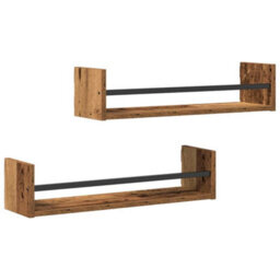 Walplus Wall Shelf 2 Pcs Old Wood 60 X 16 X 14 Cm Engineered Wood - thumbnail 2