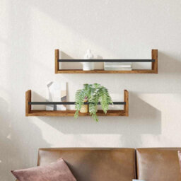 Walplus Wall Shelf 2 Pcs Old Wood 60 X 16 X 14 Cm Engineered Wood - thumbnail 1
