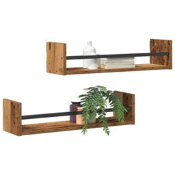 Walplus Wall Shelf 2 Pcs Old Wood 60 X 16 X 14 Cm Engineered Wood - thumbnail 3