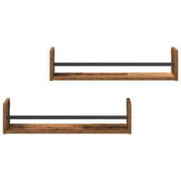 Walplus Wall Shelf 2 Pcs Old Wood 60 X 16 X 14 Cm Engineered Wood - thumbnail 6
