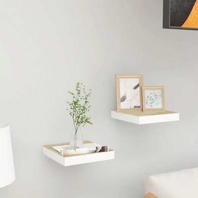 Berkfield Floating Wall Shelves 2 Pcs Oak And White 23X23.5X3.8 Cm Mdf - image 1