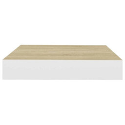 Berkfield Floating Wall Shelves 2 Pcs Oak And White 23X23.5X3.8 Cm Mdf - thumbnail 5