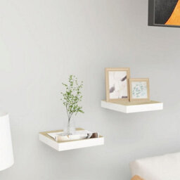 Berkfield Floating Wall Shelves 2 Pcs Oak And White 23X23.5X3.8 Cm Mdf - thumbnail 1