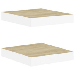 Berkfield Floating Wall Shelves 2 Pcs Oak And White 23X23.5X3.8 Cm Mdf - thumbnail 2