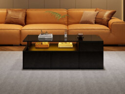 Black High Gloss Coffee Table With Open Storage, 2 Drawers & Led Lights - thumbnail 8