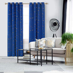 Deconovo Eyelet Door Curtains, Gold Constellation Printed Curtains For Living Room, 52 X 84 Inch(W X L), Royal Blue, 2 Panels - thumbnail 3