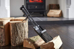 Fire99 All Black Brush And Shovel Set 40Cm Round Handles Fireplace Tool Set Durable Metal Hearth Cleaning Accessory - thumbnail 2