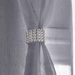 Luxury Living Linen Look Voile Ring Top Curtain Pair 147Cm X 274Cm Silver Grey - thumbnail 3
