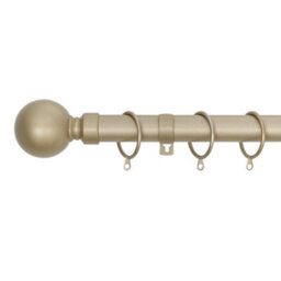 A.unique Home Plain Round Ball Metal Extendable Curtain Pole With Rings And Fittings (25/28mm) - Matte Gold, 180Cm - 340Cm Approx - thumbnail 1
