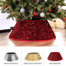 Dazzling Sequin Diamond Christmas Tree Skirt Folding Tree Base Collar Luxurious Sparkling Holiday Decoration Reusable Xmas - thumbnail 7