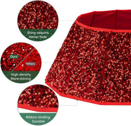 Dazzling Sequin Diamond Christmas Tree Skirt Folding Tree Base Collar Luxurious Sparkling Holiday Decoration Reusable Xmas - thumbnail 4