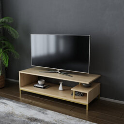 Decorotika Reilly Tv Stand Tv Unit For Tv's Up To 55 Inch Gold And Oak - thumbnail 3