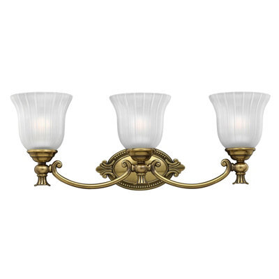 Elegant Ip44 3 Bulb Wall Light With Rubbed Glass In Burnished Brass Finish
