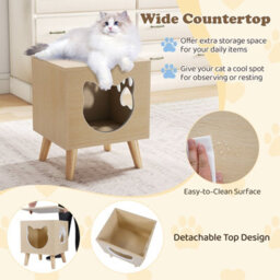 Costway Cat Litter Box Enclosure Indoor Pet House Style Side Table - thumbnail 8