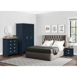 Birlea Highgate 2 Drawer Bedside Navy Blue & Oak - thumbnail 2