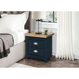 Birlea Highgate 2 Drawer Bedside Navy Blue & Oak - thumbnail 1