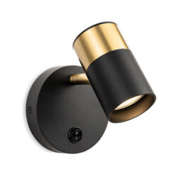 Luminosa Lighting Luminosa Roma Wall Spot Switched Black With Brushed Brass 1Xgu10