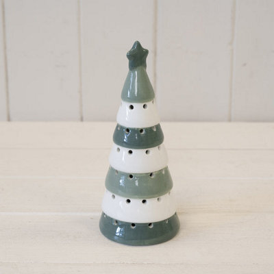 Satchville Tall Nordic Green And Winter White Led Christmas Tree - image 1