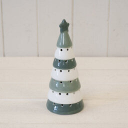 Satchville Tall Nordic Green And Winter White Led Christmas Tree - thumbnail 1