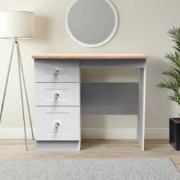 Santander Ready Assembled Matt White & Oak 3 Drawer Non-Extendable Dressing Table (H)792mm (W)928mm (D)428mm - thumbnail 1