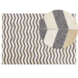 Beliani Rug Baggoze Dark Grey 140 X 200 Cm Leather