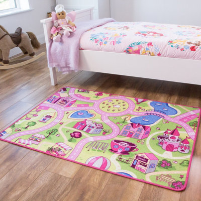 Loomed Kids Interactive Funfair Village Play Mat Soft Bedroom Rug 95X133Cm - image 1