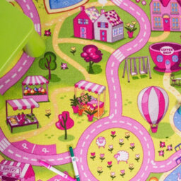 Loomed Kids Interactive Funfair Village Play Mat Soft Bedroom Rug 95X133Cm - thumbnail 4