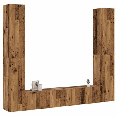 Berkfield Wall Mounted Tv Cabinets 6 Pcs Old Wood Engineered Wood - image 1