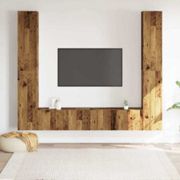 Berkfield Wall Mounted Tv Cabinets 6 Pcs Old Wood Engineered Wood - thumbnail 3