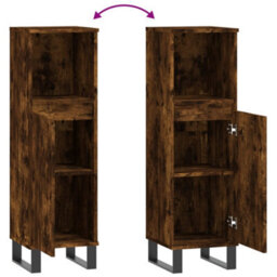 Berkfield Bathroom Cabinet Smoked Oak 30X30X100 Cm Engineered Wood - thumbnail 9