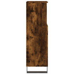 Berkfield Bathroom Cabinet Smoked Oak 30X30X100 Cm Engineered Wood - thumbnail 7