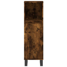 Berkfield Bathroom Cabinet Smoked Oak 30X30X100 Cm Engineered Wood - thumbnail 6