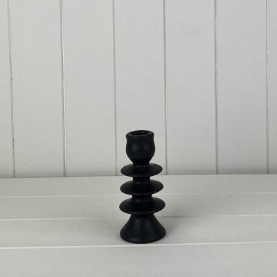 Small Black Ceramic Candle Holder - image 1