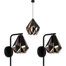 Stylish Black Copper Geometric Ceiling Pendant Light With Matching Wall Fixtures - thumbnail 1