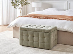 Beliani Storage Ottoman Michigan Fabric 74 Cm 42 Cm Olive Green - thumbnail 2