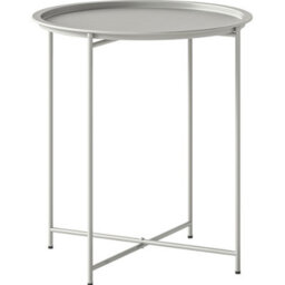 Foxden White Garden Side Table Removable Tray Round Folding Steel Outdoor 53X46Cm - thumbnail 3