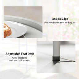 Foxden White Garden Side Table Removable Tray Round Folding Steel Outdoor 53X46Cm - thumbnail 6