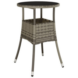 Vidaxl Garden Table 60X75 Cm Tempered Glass And Poly Rattan Grey Garden Tables - thumbnail 2