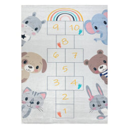 RugsX Bambino 43092 Washing Carpet Animals, Hopscotch For Children Anti-Slip - Grey 120X170 Cm - thumbnail 2