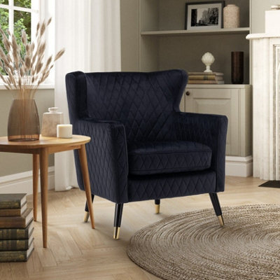 Velvet Black Alessia Accent Chair - image 1