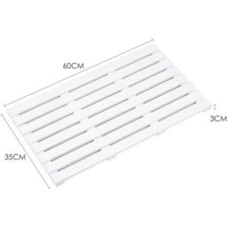 Mantrraj Bamboo Duckboard Bath Mat Anti Slip Mat Spa, Bath, Shower Bathroom Decor Easy To Clean Water Resistant Shower Mat White - thumbnail 2