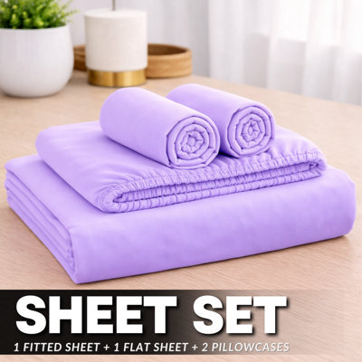 ARLinens Thermal Flannelette Sheet Set 100% Brushed Cotton 4Pc Fitted Flat Sheet Pillowcases