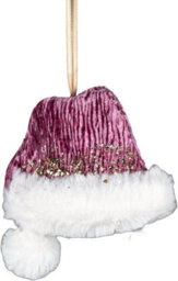 Shatchi Pink Santa Hat 13X12Cm - Christmas Hanging Decoration - thumbnail 1