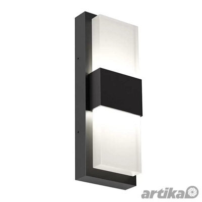 Xample Artika Mazza Frosted Led Wall Light, Matte Black Indoor/outdoor Sconce With Frosted Acrylic, 450 Lumens, Weatherproof, 12W - image 1