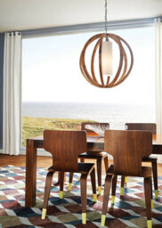 Stylish 1 Bulb Ceiling Pendant Light With Wood And Steel Finish - thumbnail 2