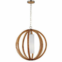 Stylish 1 Bulb Ceiling Pendant Light With Wood And Steel Finish - thumbnail 1